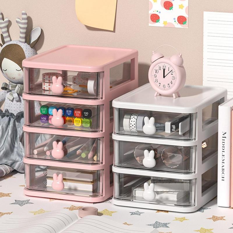 2-5 Layers Cute Desktop Drawer Storage Box, Japanese Transparent