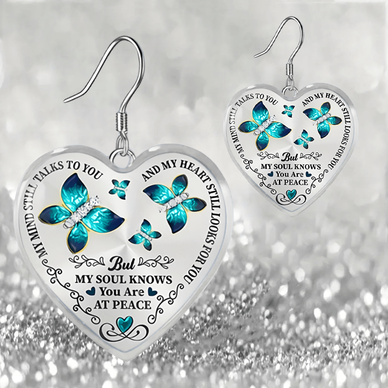 Emerald Butterfly Heart Glass Pendant Earrings Graduation Party Gift