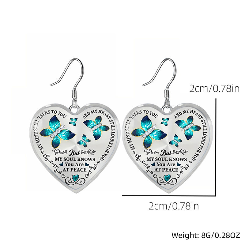 Emerald Butterfly Heart Glass Pendant Earrings Graduation Party Gift