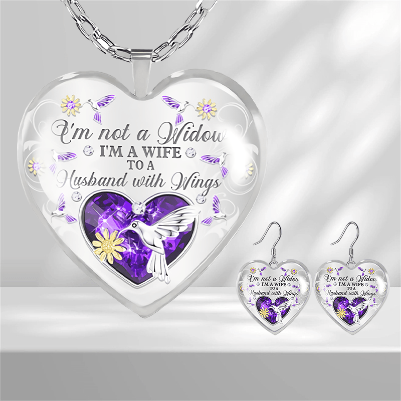 Trendy Gemstones And Hummingbird Pattern Heart-shaped Glass