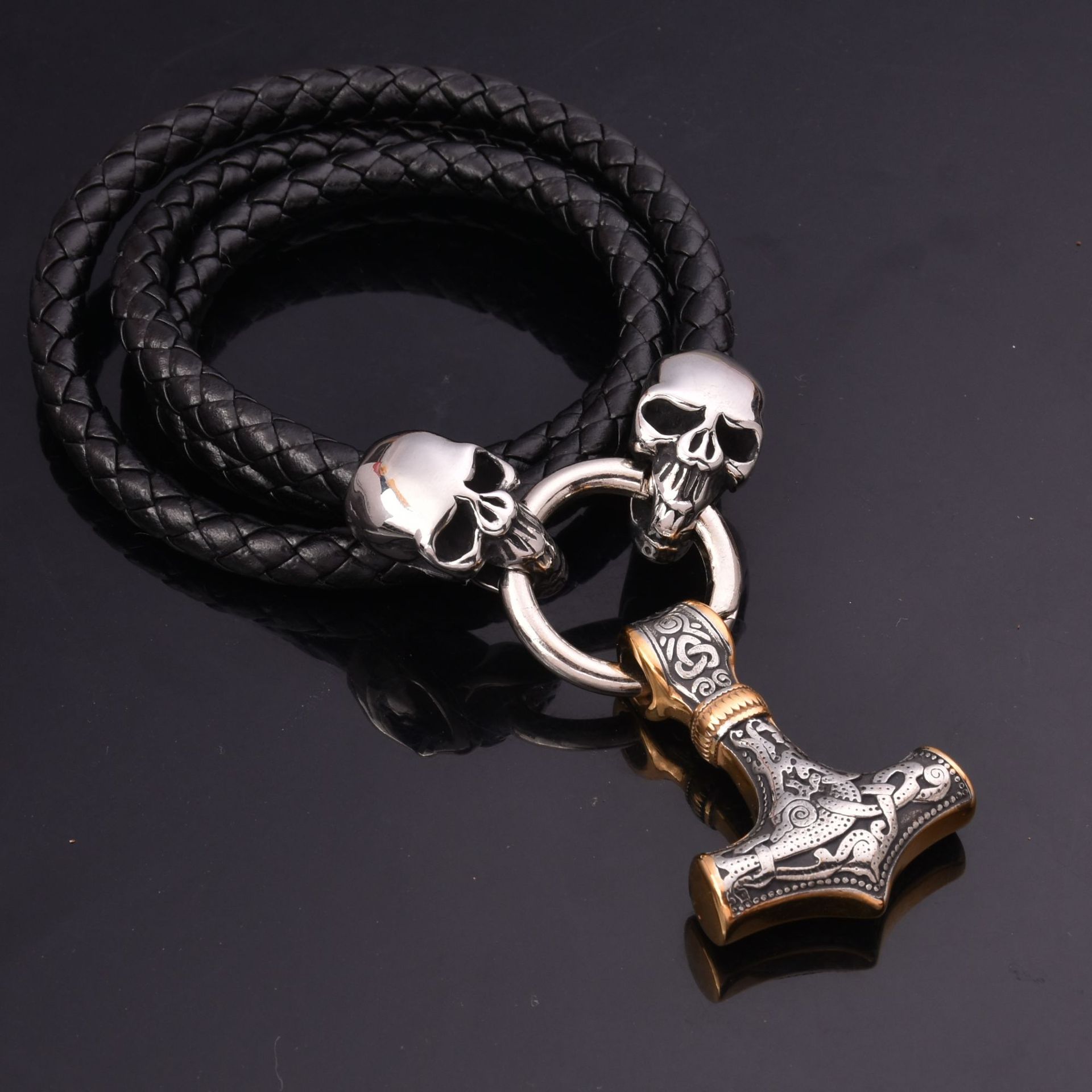Otuuz Totenkopf Anhänger Halskette Schädel Halskette Schmuck mit Beutel  Gothic Punk Halskette Halloween Accessoires für Männer Frauen Geschenk