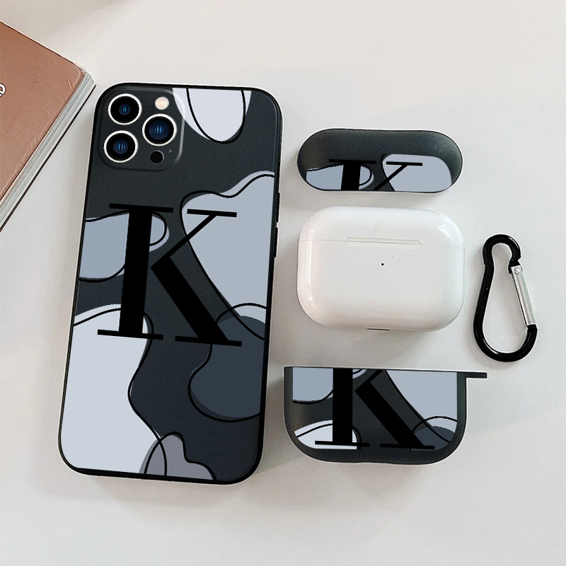 

1pc Earphone Case For Airpods Pro & 1pc Phone Case With Letter K Graphic For Iphone 11 14 13 12 Pro Max Xr Xs 7 8 Plus