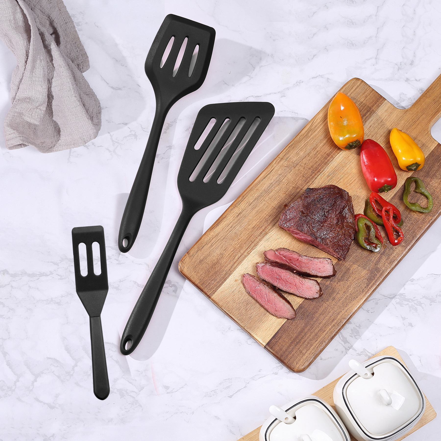 Silicone Long Flipper Slotted Spatula Turner Non stick Heat - Temu