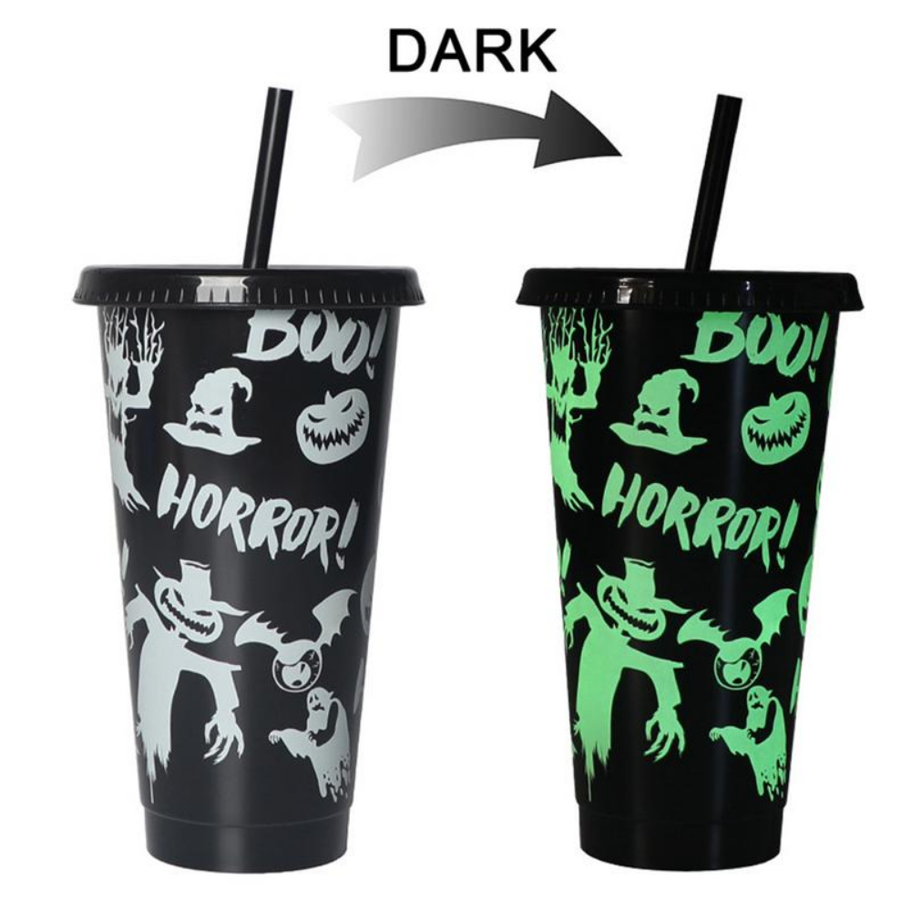 Halloween Luminous Tumbler With Lid And Straw Glow In The - Temu