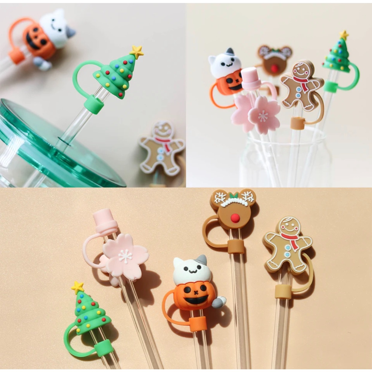 THE Mouse Cute Cartoon Kids Straw Tips Covers,Food Grade Reusable Silicone  Straw Tip,funny Straw Covers Cap Plugs,Anti-dust Soft Straw Toppers