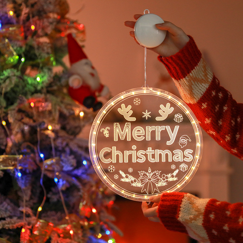 Décorations de Noël Paquet de 2 lumières de fenêtre d'arbre de Noël avec  ventouse, lumières de Noël lumière colorée de Noël