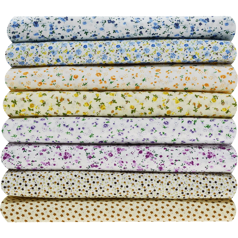 

8pcs Flowers Quilting Fabric Bundles, Fat Quarters Printed Craft Fabric, 9.84 X 9.84 Inches (25cm X 25cm) Squares Sheets For Diy Craft Sewing