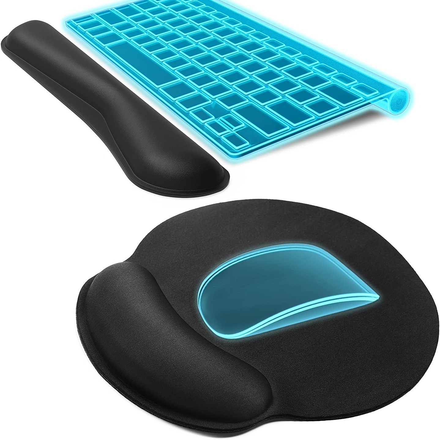 Tapis souris avec repose-poignet ergonomique noir/bleu