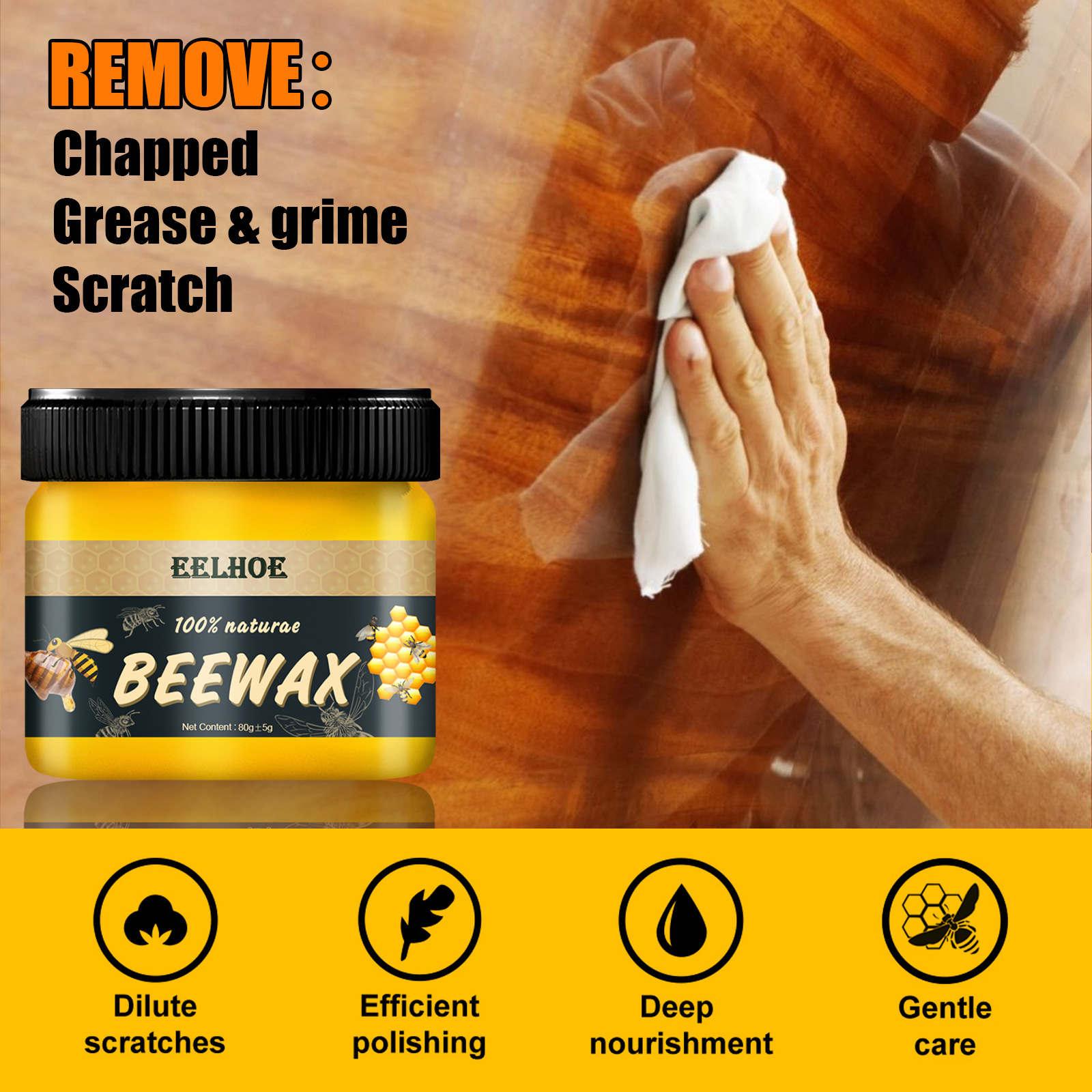 2.8oz Wood Seasoning Beewax, Multipurpose Natural Wood Wax Traditional  Beeswax Polish Liquid 