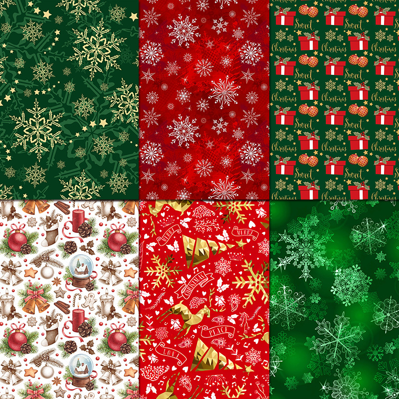 Christmas Gift Wrap Snowflakes Presents Flat Wrapping Paper