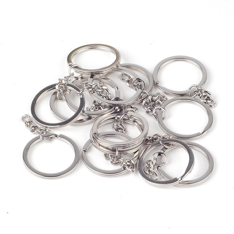 Key Ring With Chain And Open Jump Split Round Keychain Rings - Temu
