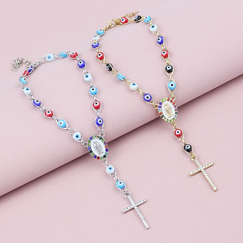 Chapelet de croix chrétienne en acier inoxydable, 33 perles
