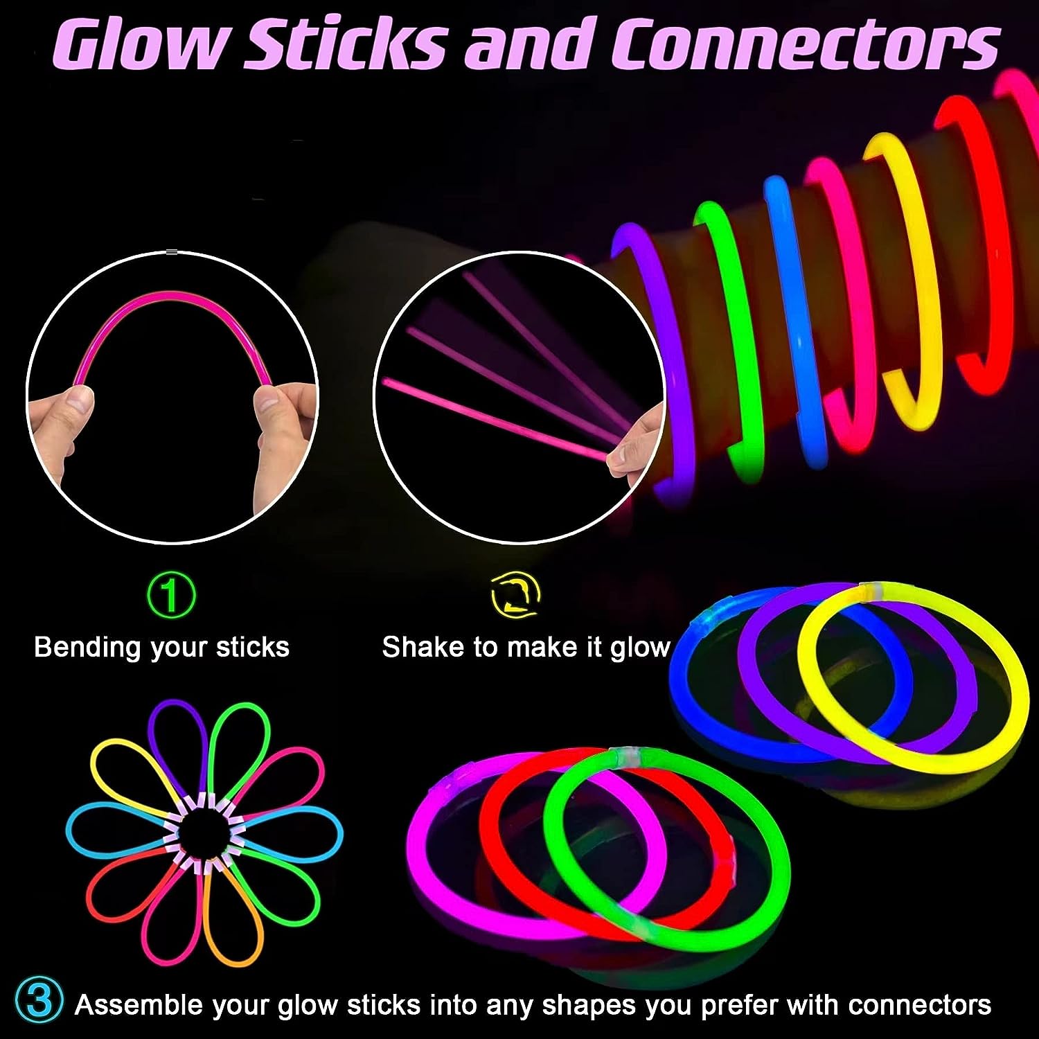 Set, Bunte Leuchtstäbe, Leuchtende Faser-Optik-Stäbe, LED-Lichtstäbe, Glow  In The Dark, Glow-Sticks-Party-Pack Für Hochzeit, Konzert, Club, Party