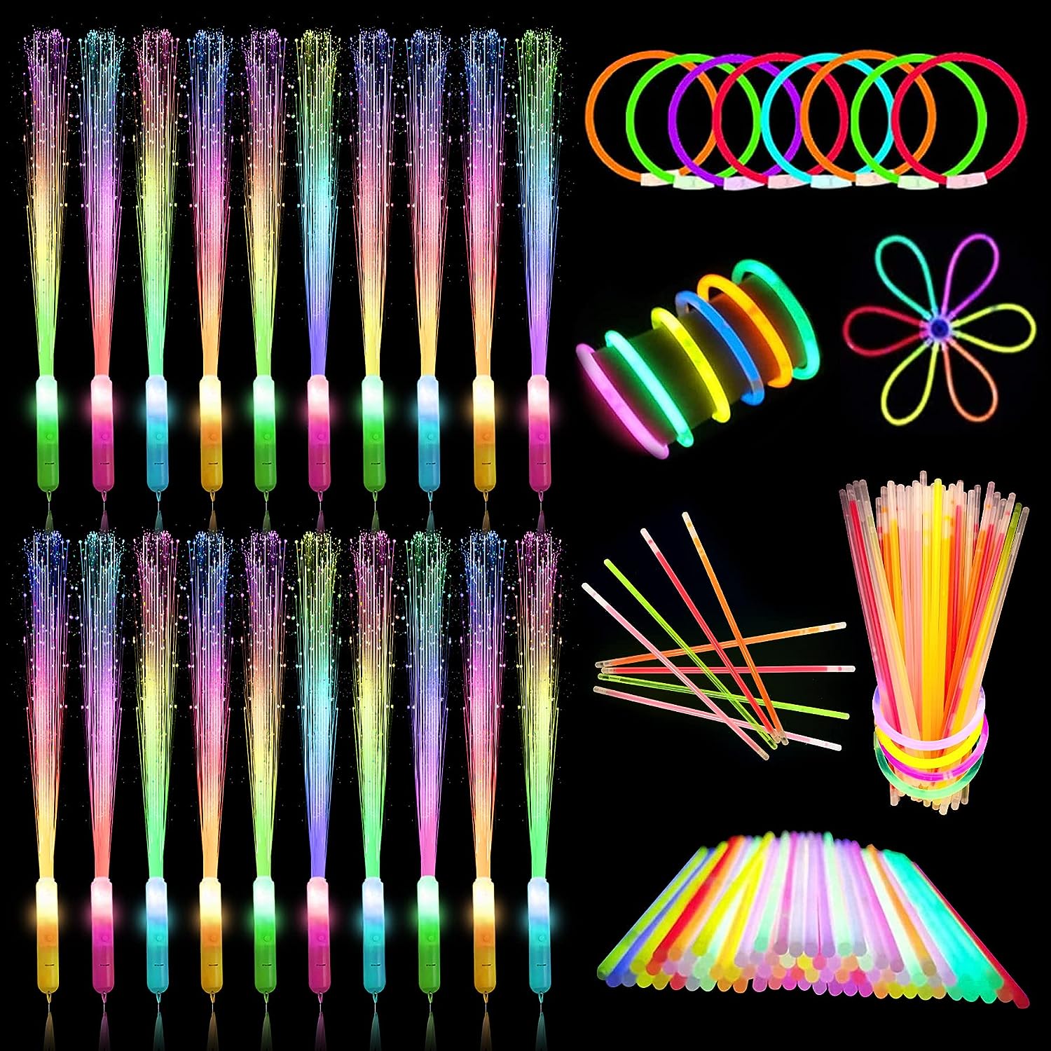 50/100pcs LED Foam Glow Sticks Flashing Glow Wands Party Light Up Rave  Glowstick