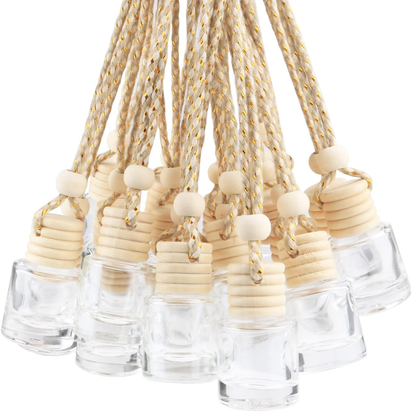  50Pcs 8ml Hanging Car Air Freshener Diffuser Empty Clear Glass  Essential Diffuser Oil Aromatherapy Fragrance Perfume Pendant Glass Vials  with Wooden Caps Hanging String Car Diffuser Bottles : Everything Else