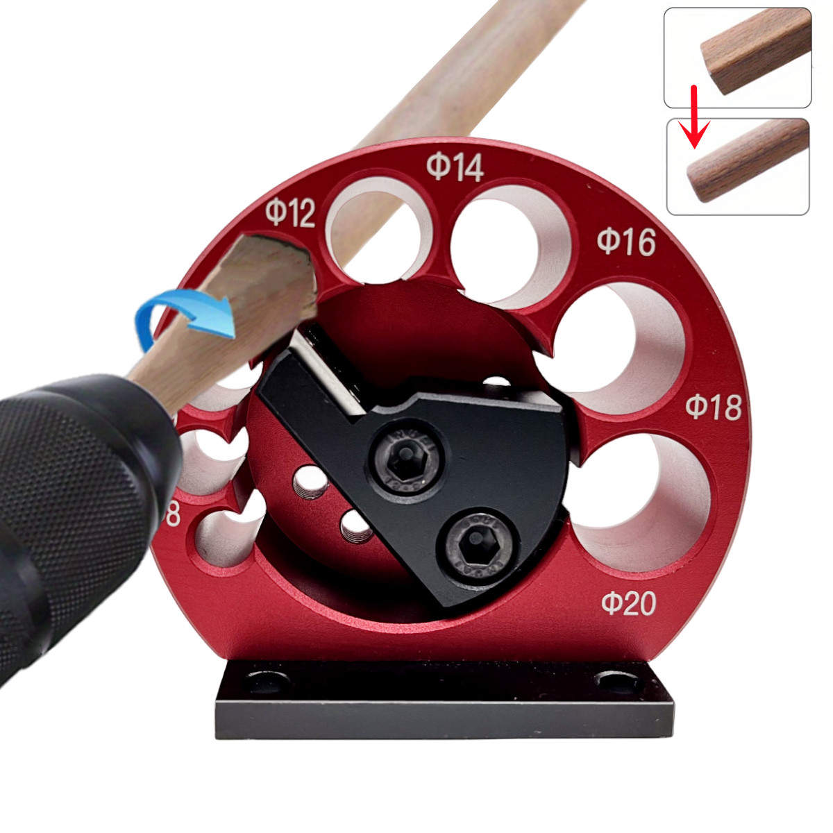 

1 Set Dowel Maker Jig, 8-holes Adjustable Dowel Maker Jig 8mm-20mm With Carbide Blades Woodworking Electric Drill Milling Dowel Round Rod Auxiliary Tool