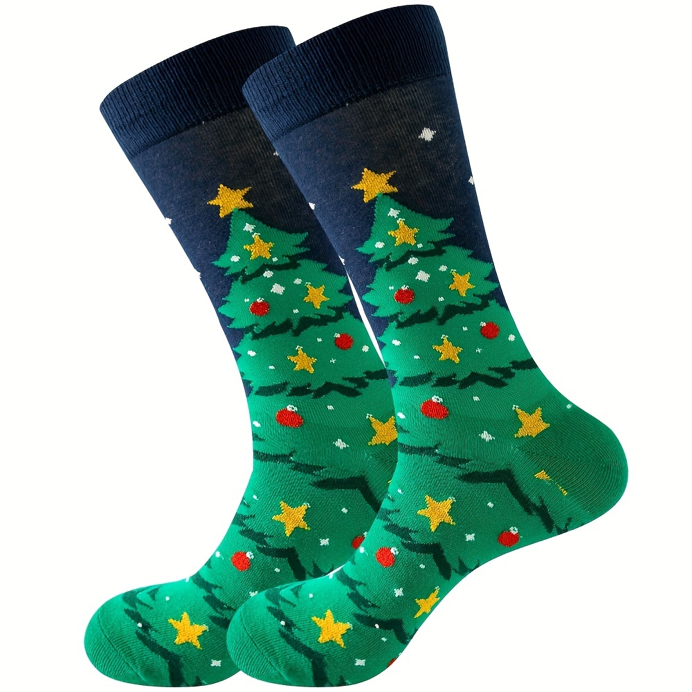 1 Pair Cute Sweet Christmas Tree Christmas Socks Elk Alloy Plastic