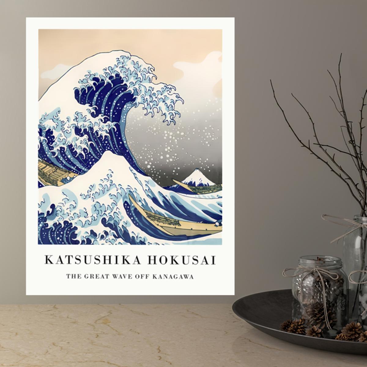 The Great Wave Poster - Kanagawa Wave Wall Art of Hokusai Japanese Poster  Canvas Prints & Wall Art Wave Japanese Poster for Home Decoration Office