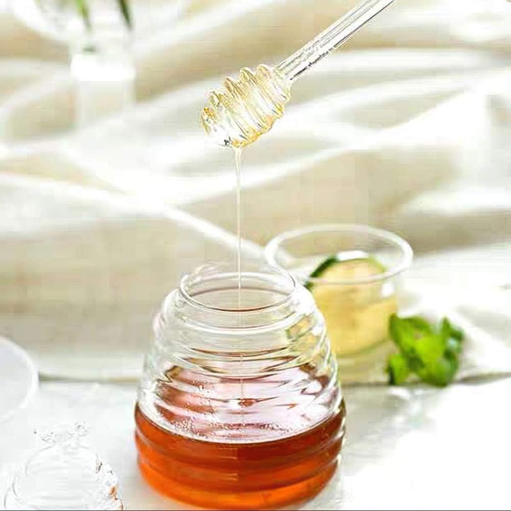 Tarro de miel con cuchara - Andrea House - cristal y madera - desayuno