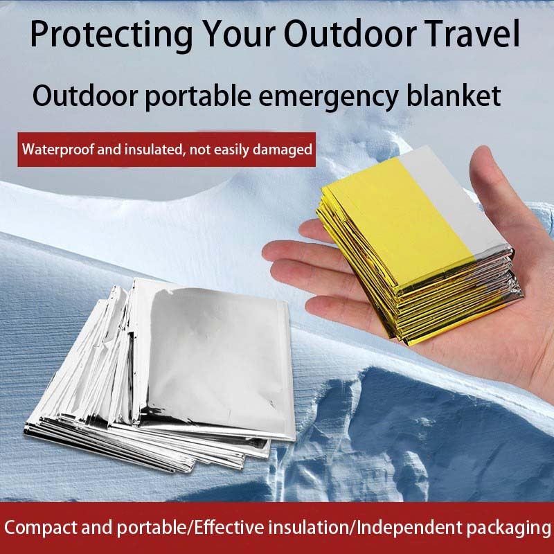 2Packs emergency polyester film insulation blanket, silver foil lifesaving  blanket, space blanket for outdoor, camping, hiking, or emergency rescue