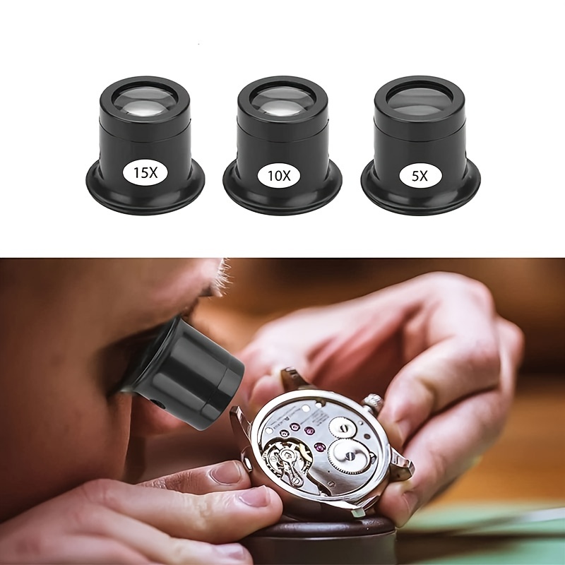 

1pc 5x/10x/15x Loupe Magnifier Set Portable Magnifying Glass - Perfect For Watch, Jewelry & Antique Repairs!
