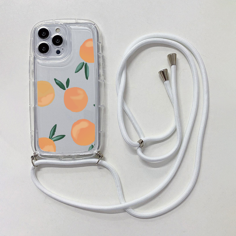 Funda silicona con cuerda iPhone 13 (naranja) 