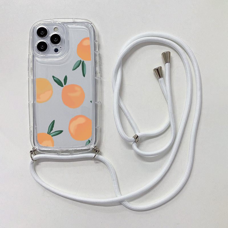 

Lanyard Silicone Case Oranges Graphic Phone Case With Lanyard For Iphone 11 14 13 12 Pro Max Xr Xs 7 8 6 Plus Mini Cfc Pattern Luxury Matte Original Shockproof Cord Rope Necklace Strap Soft Cover