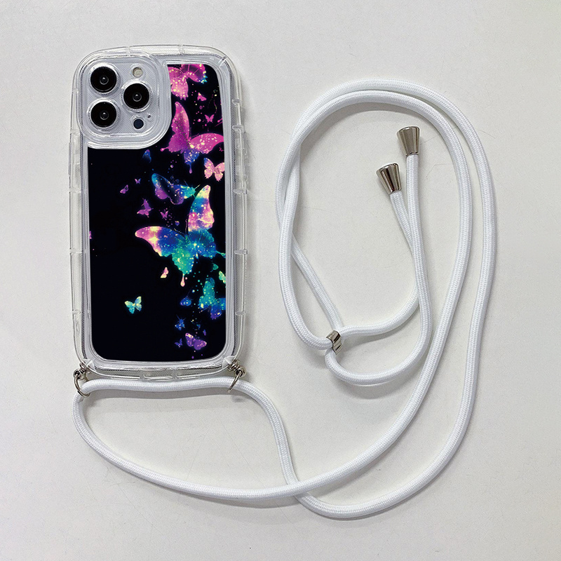 iPhone Cute Phone Cases For iPhone 12 Pro Max Mini 11 Pro Max X XS Max XR 7  8 Plus SE 2020 Fluorescence Lanyard Pattern