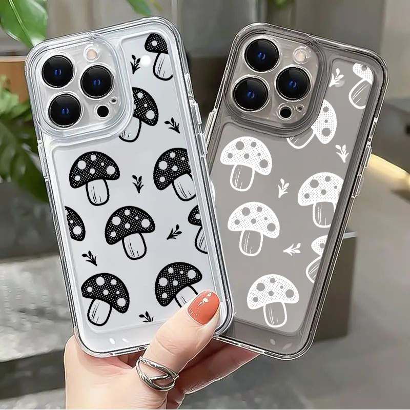 Cute Mushroom Clear Case iPhone 14 Pro iPhone 13 11 Pro Bumper 