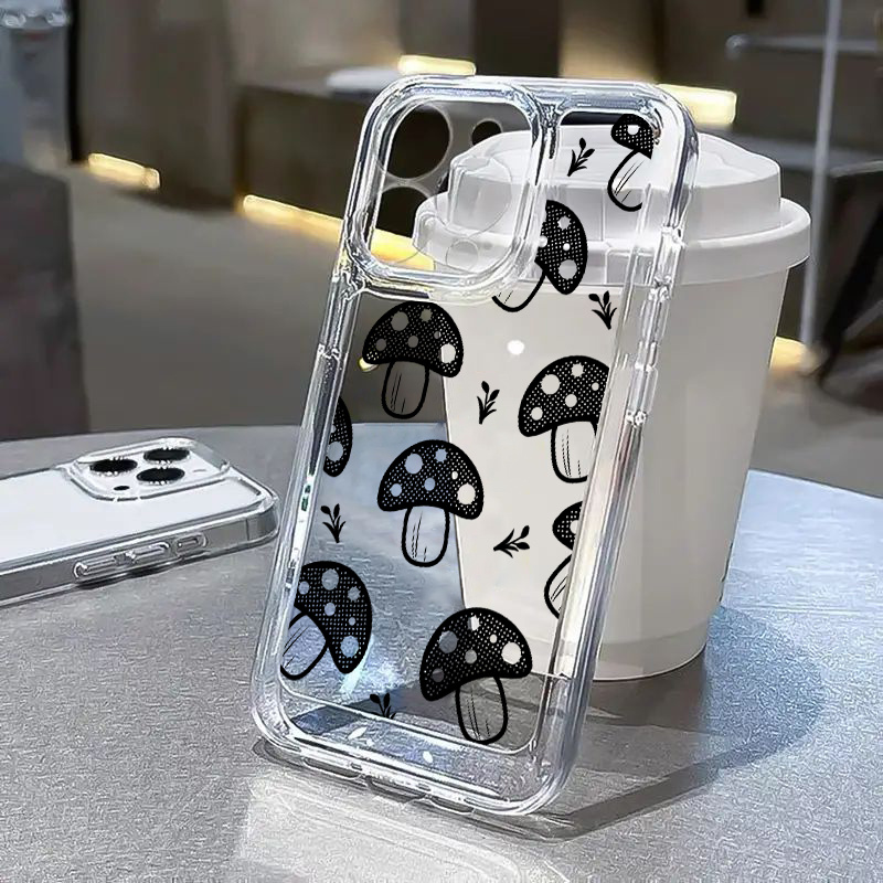 Cute Mushroom Clear Case iPhone 14 Pro iPhone 13 11 Pro Bumper 