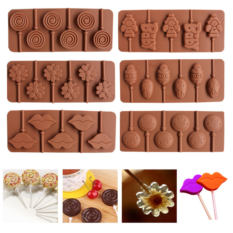 Silicone Lollipop Molds, 8 Cavity Hard Candy Mold,s Gummy Chocolate Molds  For Lollipop Candy Chocolate, Cheese Stick Mold With Lid, Homemade  Lollipop, Marshmallow, And Chocolate Making Machine, Simple Diy Baking Tool  For