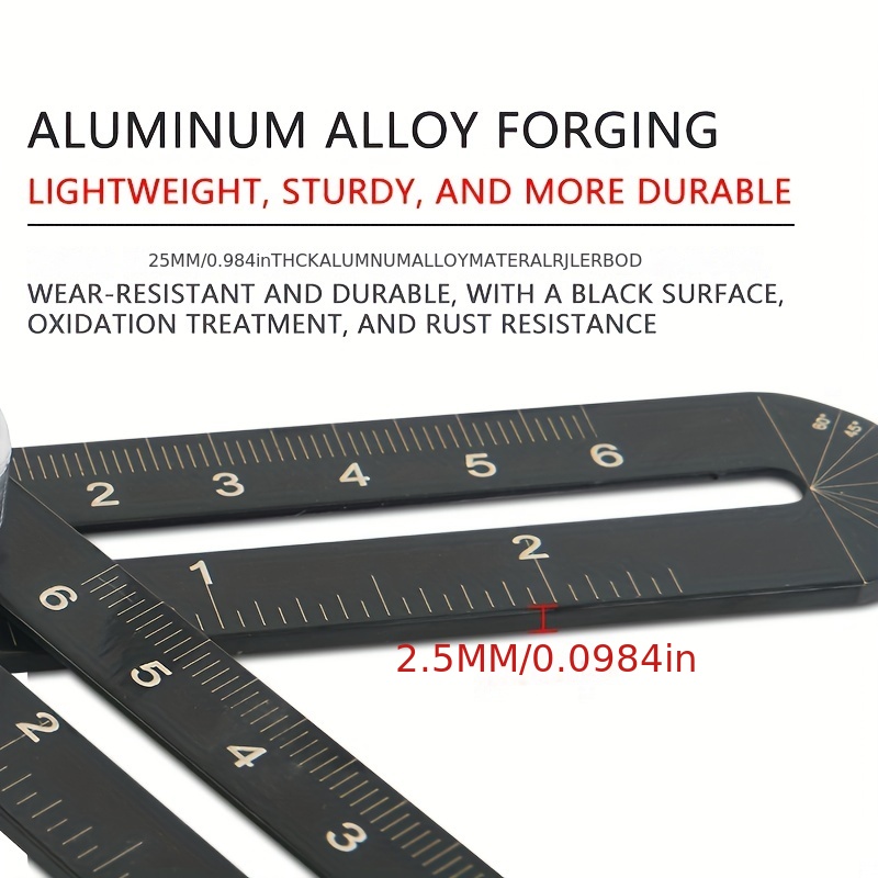 Folding Multifunctional 90Degree Triangle Ruler 12 inch Aluminum Alloy  Marking Ruler Square Measuring Angle Ruler Woodwork Tools - AliExpress