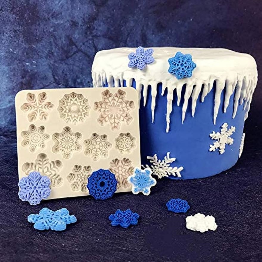 Christams Silicone Snowflakes Cake Mold Xmas Fondant Cake Decoration Mould