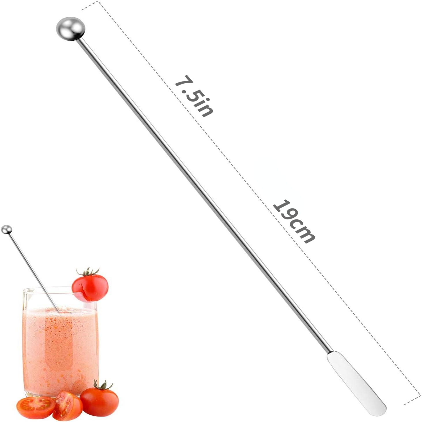 Tohuu Drink Stirrers Cocktail Stainless Steel Coffee Stirrers Reusable Cocktail  Stirrer Bar Spoon Beverage Swizzle Sticks for Cocktails eco friendly 