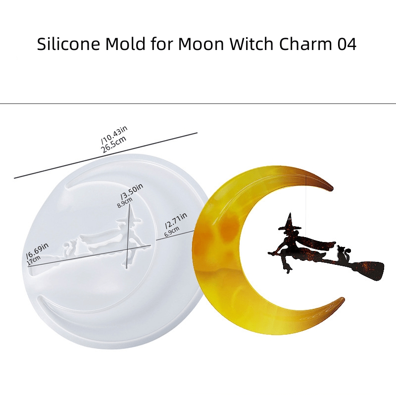 Diy Halloween Moon Witch Silicone Epoxy Resin Mold Moon - Temu