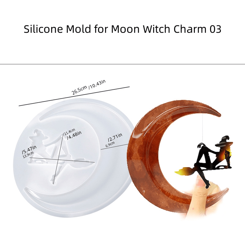 Diy Halloween Moon Witch Silicone Epoxy Resin Mold Moon - Temu