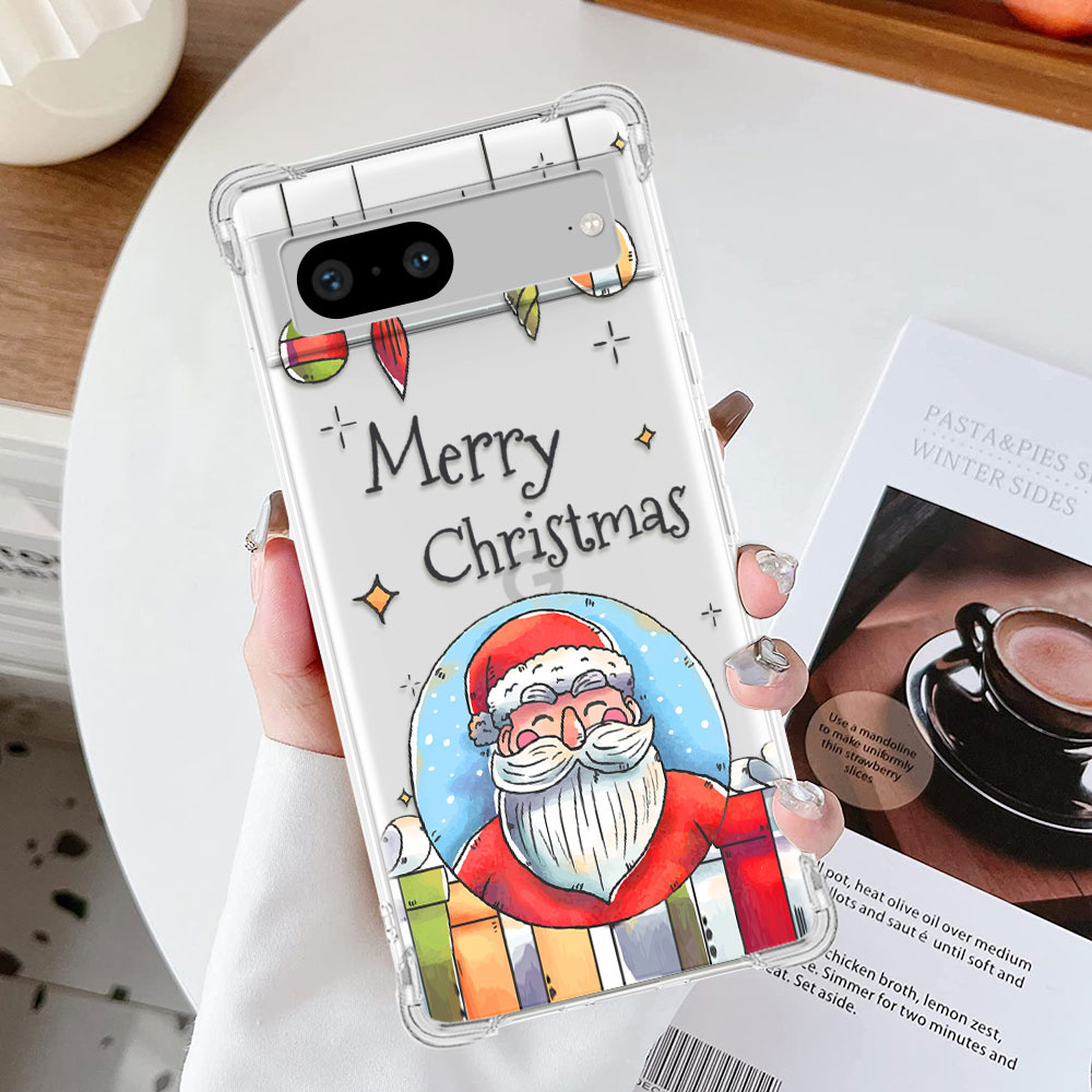 Set de regalo de Navidad para Google Pixel 7a, Funda Transparente