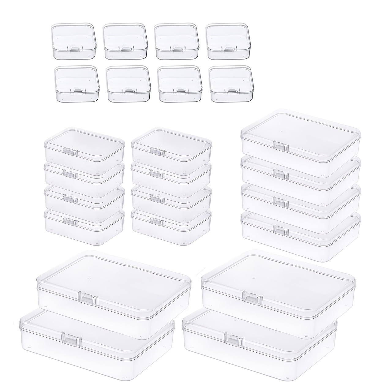 24 Pcs Mixed Sizes Small Plastic Box Rectangular Mini Clear Plastic Storage  Containers Plastic Beads Storage Containers Empty Case Organizer with