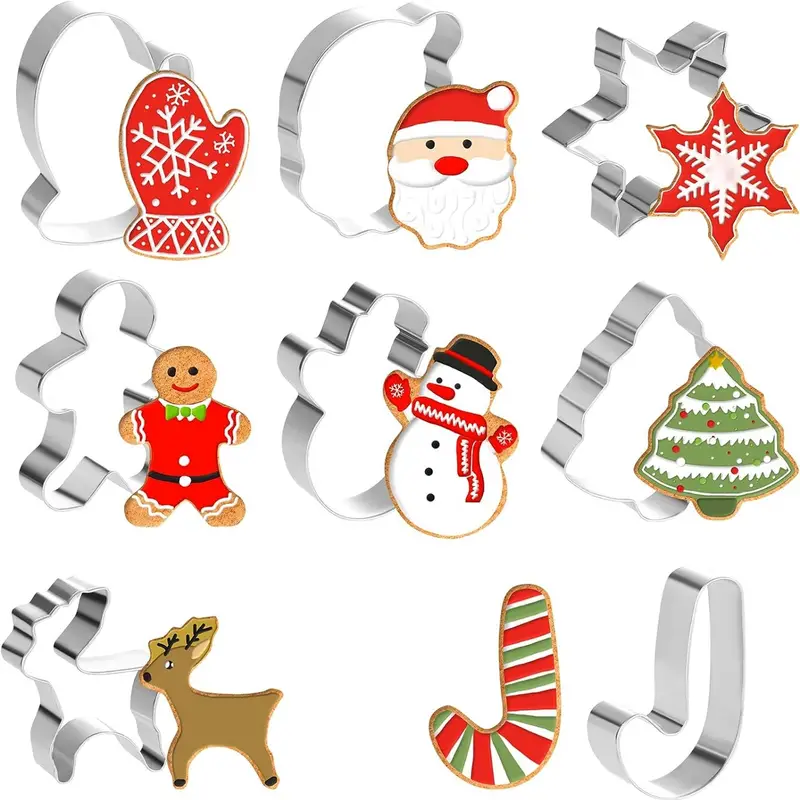 Christmas Cookie Cutter Set Snowflake Santa Claus - Temu