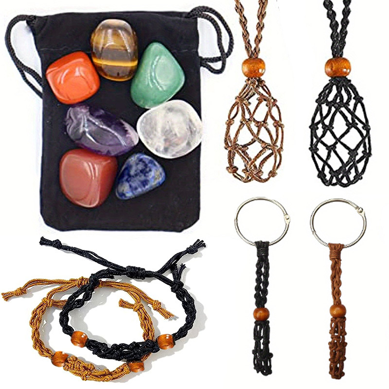 13pcs Stone Set 7 Chakra Crystal Beginner Kit With Gemstone Bangle Necklace  Rope And Instruction Energy Spiritual Gift For Stress Relief Yoga Meditation  Collection, Shop The Latest Trends