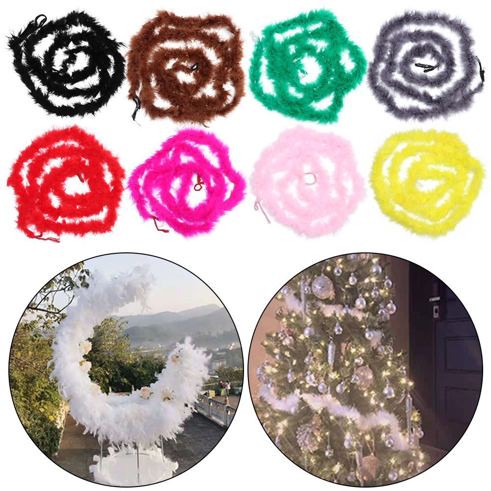 2M Feather Boa Strip For Christmas Tree Fluffy Feather On Ribbon Craft  Costume Fancy Dress Wedding Party Decoration Apparel
