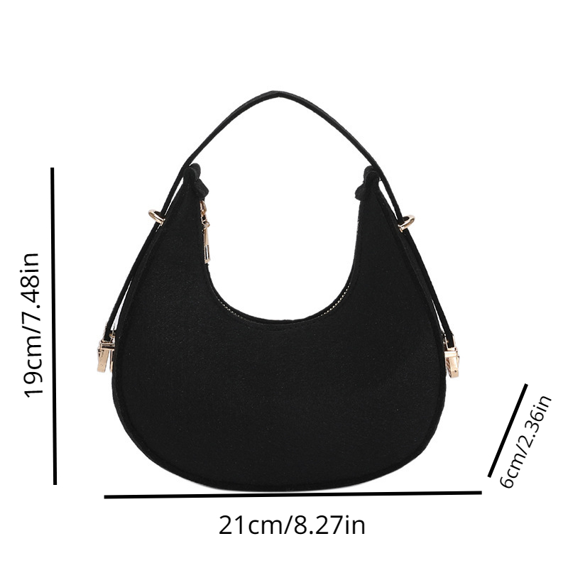 Solid Color Retro Crescent Bag, Casual Simple Felt Hobo Bag, Women's  Fashion Versatile Shoulder Bag & Handbag - Temu