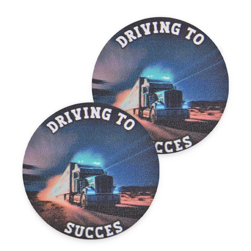 Truck Car Coasters Round Pu Leather Dining Table Cup Coaster