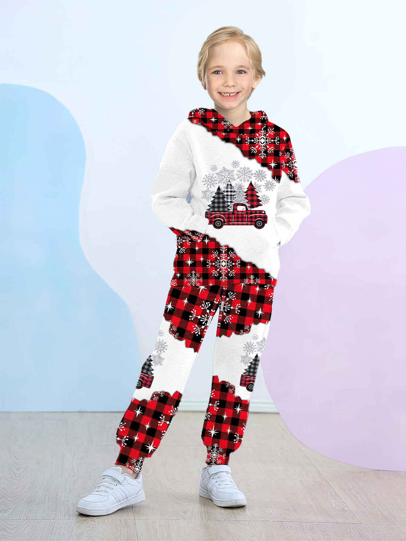 Boy's Christmas Style Outfit Hoodie Jogger Pants Set Kid's - Temu