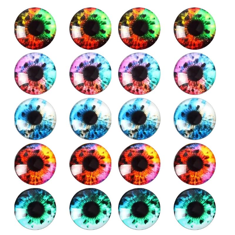 Plastic Doll Eyes for Crafts and Embellishments (4 Colors, 20mm, 16 Pairs)