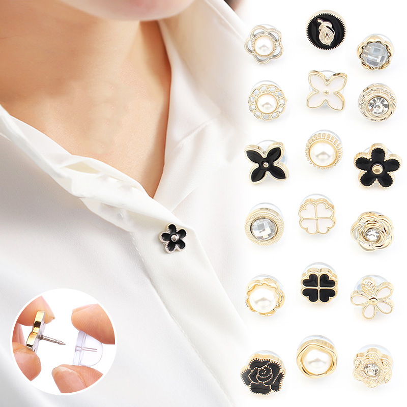 Cover Up Buttons Pearl Safety Brooch Pins Button Lapel Pin for Women Girls  Christmas Gifts 10pcs