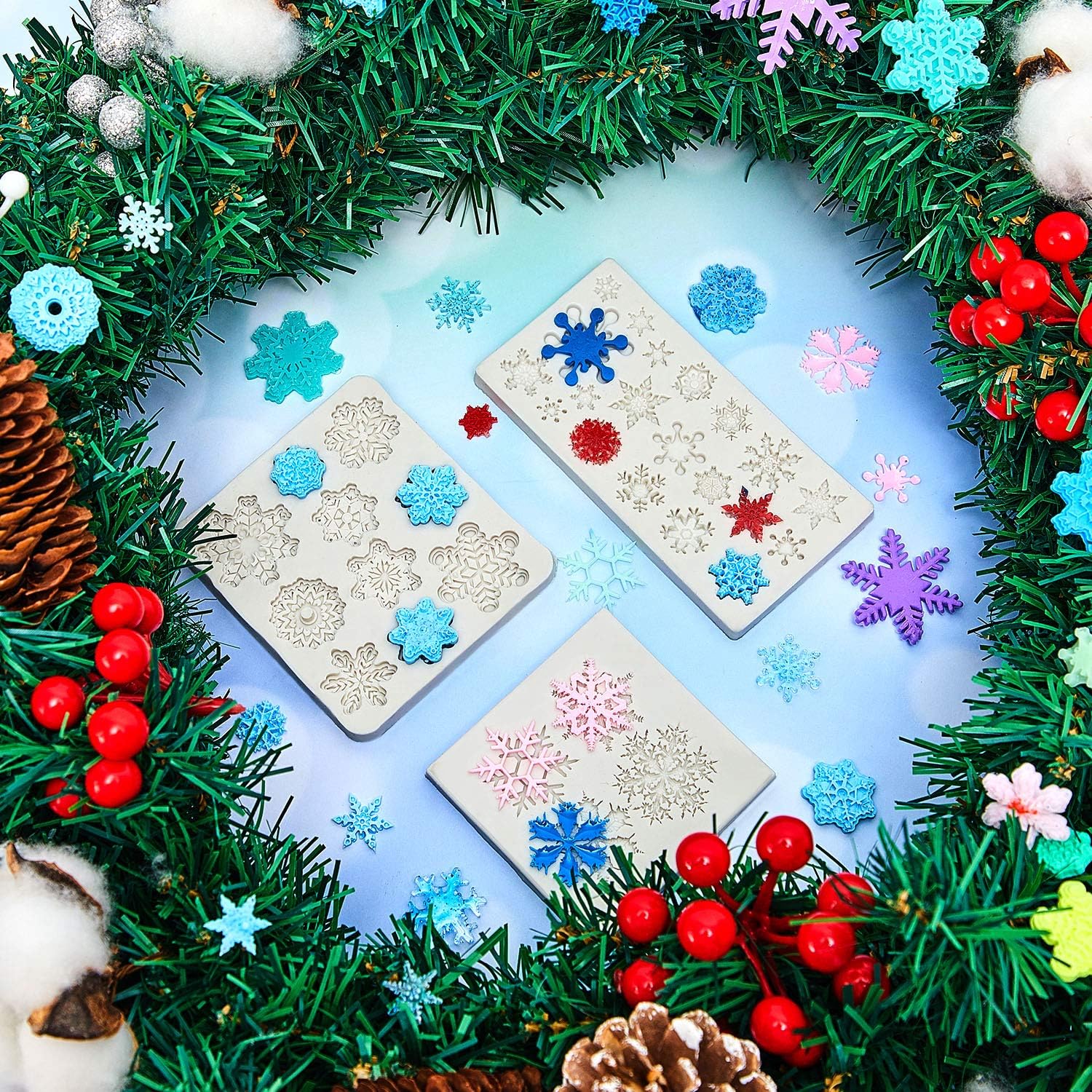 6Pcs Christmas Fondant Molds Silicone Candy Molds Set Snowflake