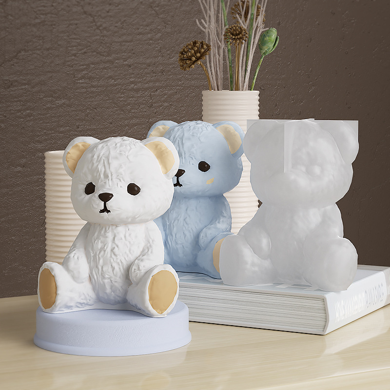 Cute Bear Mold Lazy Bear Shape 3D Silicone Mold Candle Mold for
