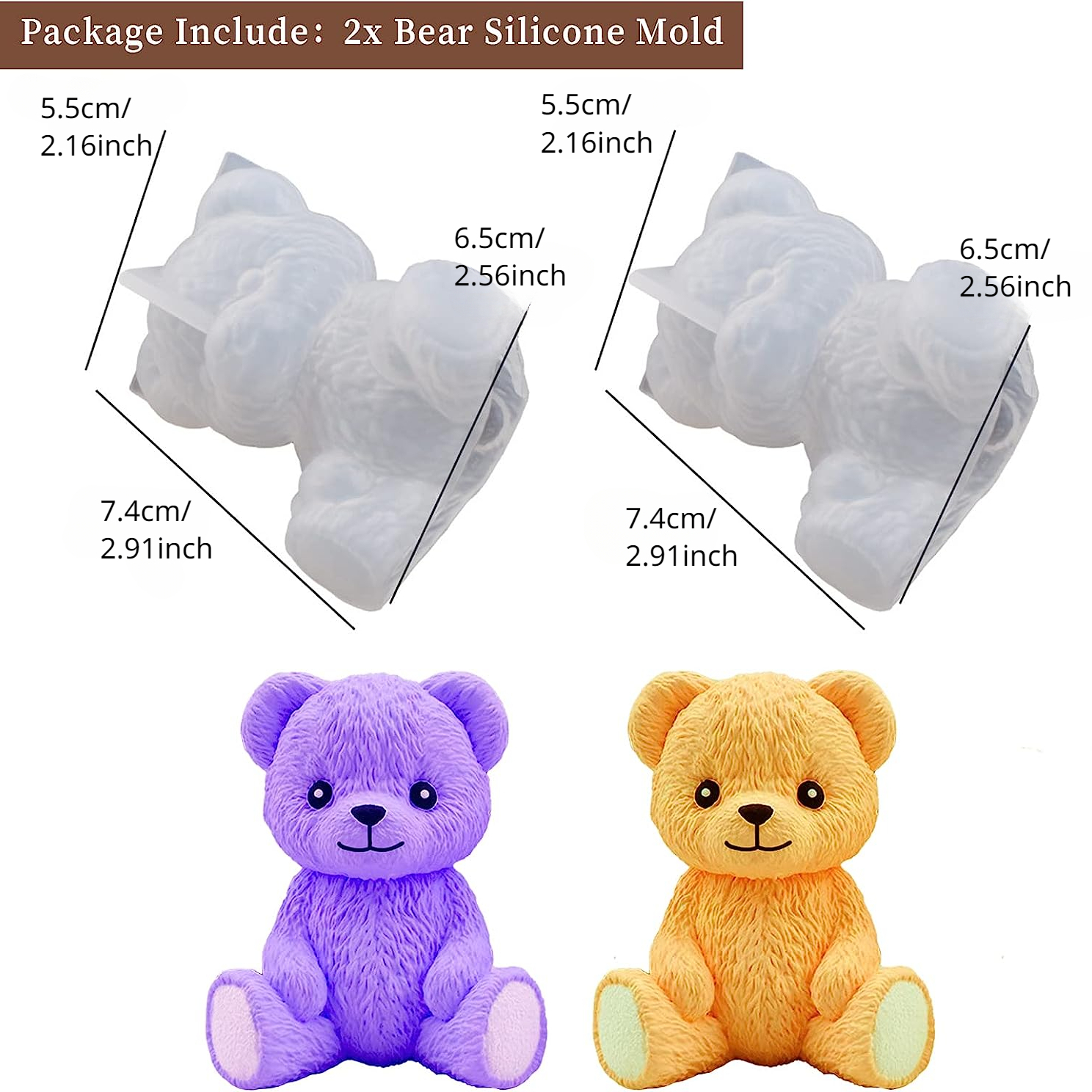 3 pc Mold | Geometric Bear | Bear | Teddy Bear | 3D Mold