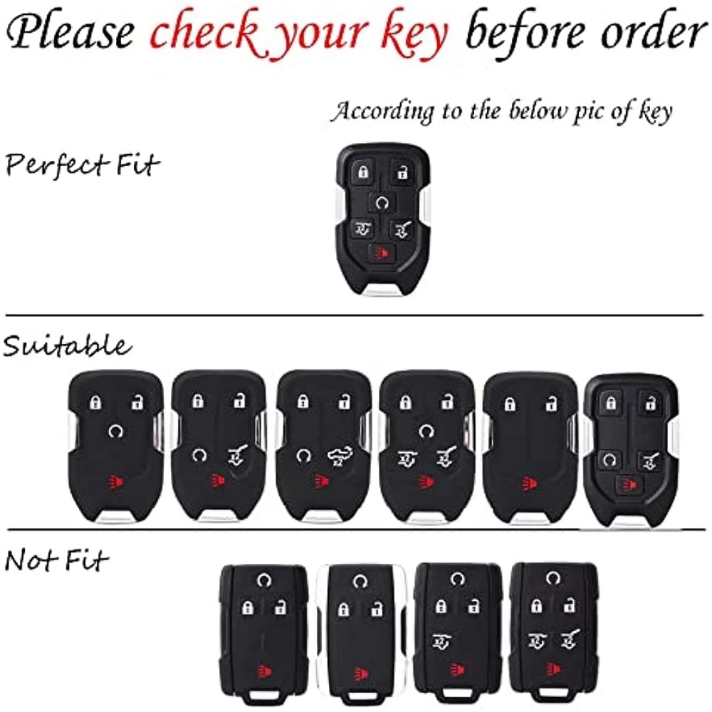  Key Fob Cover Compatible with Chevy Chevrolet Suburban Tahoe  GMC Terrain Yukon Yukon XL Smart 6 Buttons TPU Remote Keyless Key Fob Case  Protection Shell Accessories, Black : Automotive